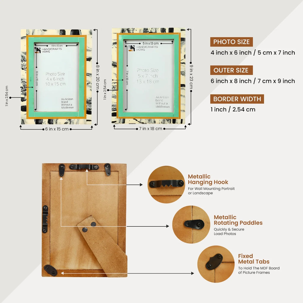 Picture Frames Abstract Ink Art Collection Resin Inlay - Green, 4x6 & 5x7