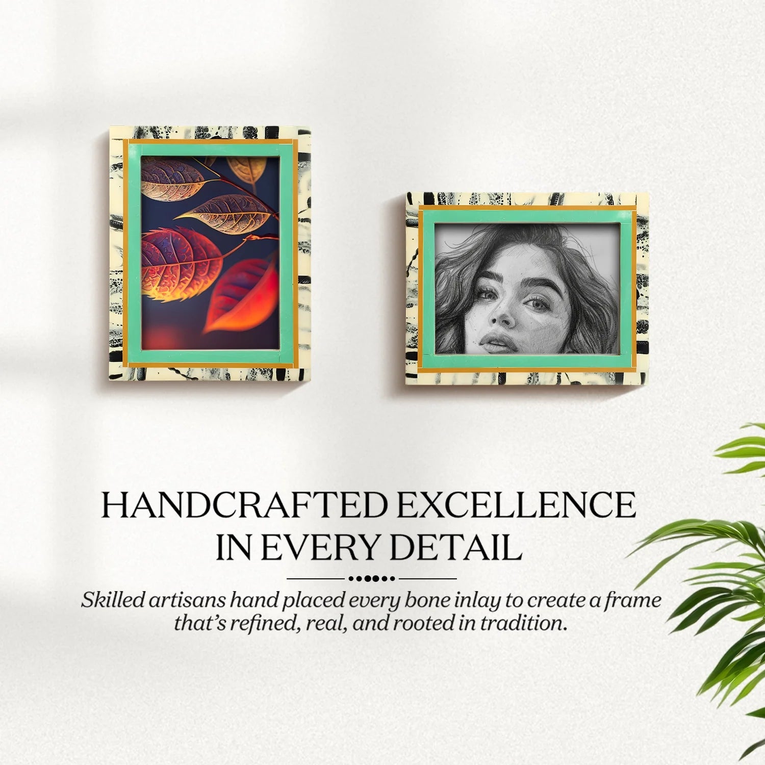 Picture Frames Abstract Ink Art Collection Resin Inlay - Green, 4x6 & 5x7