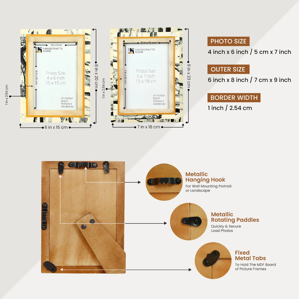 Picture Frames Abstract Ink Art Collection Resin Inlay - Ivory, 4x6 & 5x7