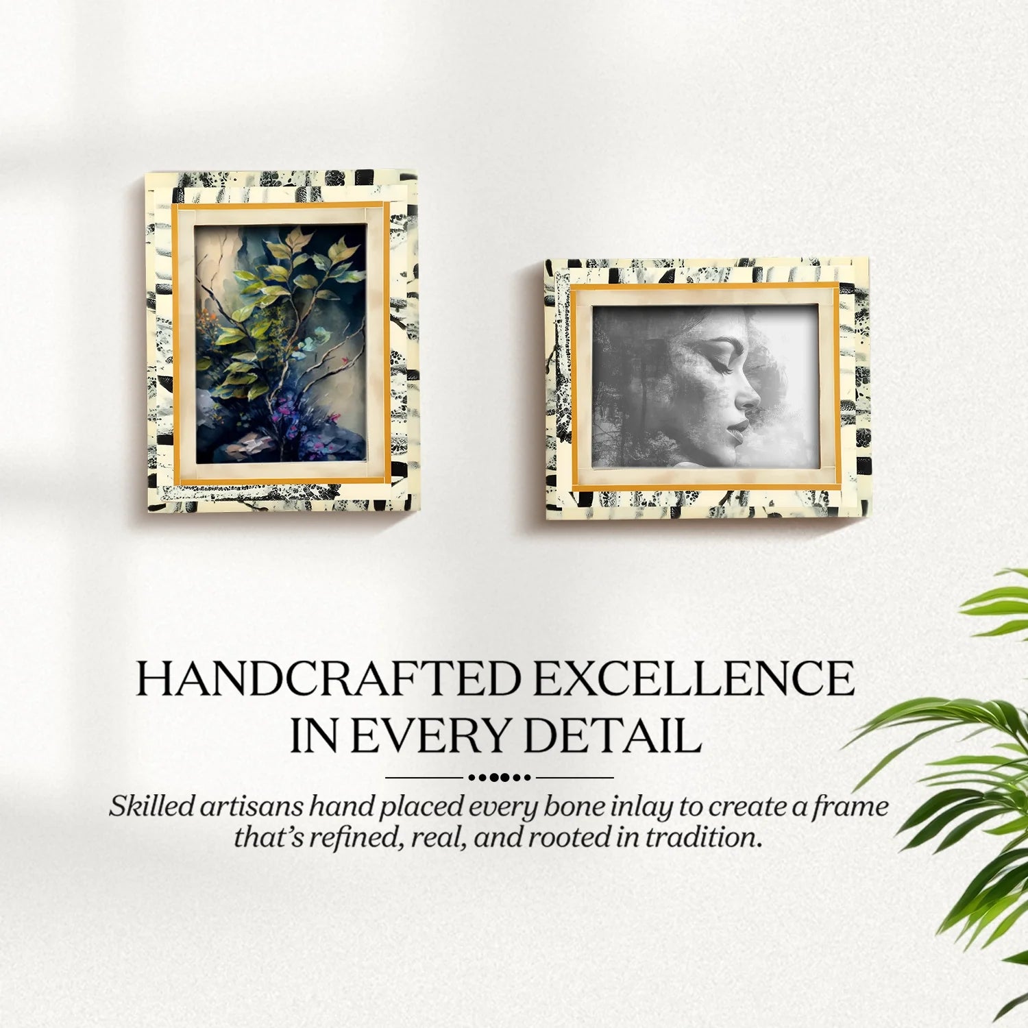 Picture Frames Abstract Ink Art Collection Resin Inlay - Ivory, 4x6 & 5x7
