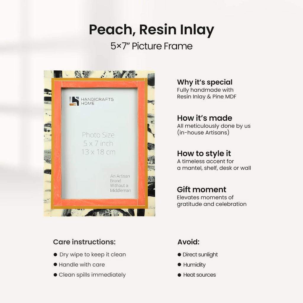 Picture Frames Abstract Ink Art Collection Resin Inlay - Peach, 4x6 & 5x7