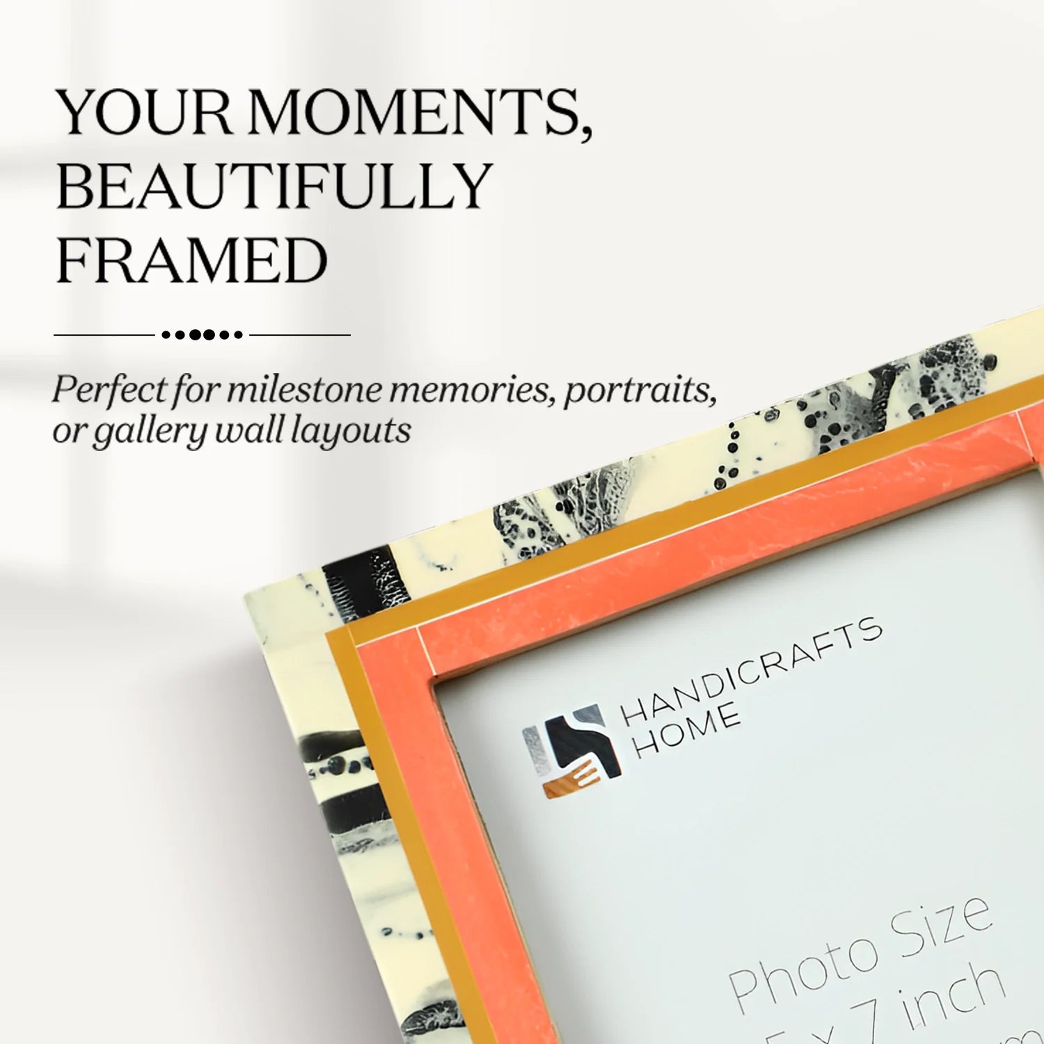 Picture Frames Abstract Ink Art Collection Resin Inlay - Peach, 4x6 & 5x7