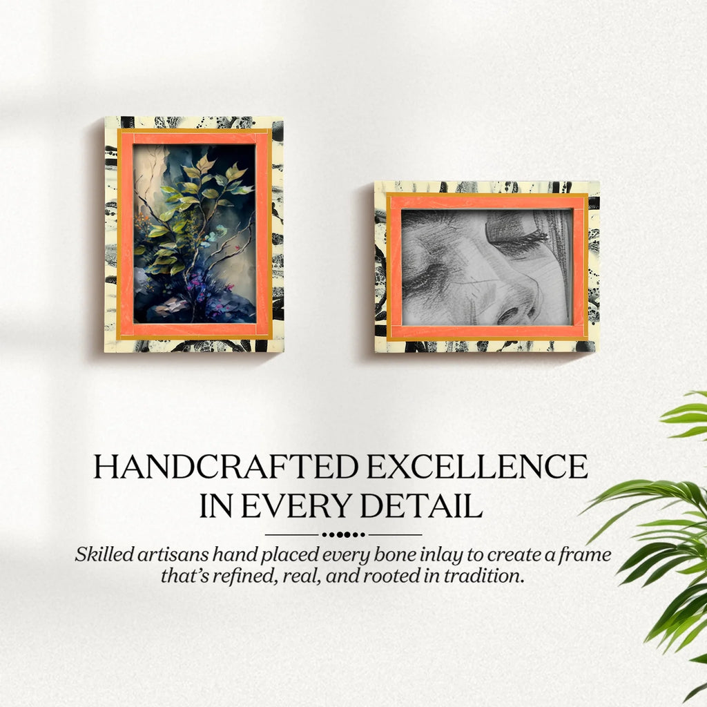 Picture Frames Abstract Ink Art Collection Resin Inlay - Peach, 4x6 & 5x7
