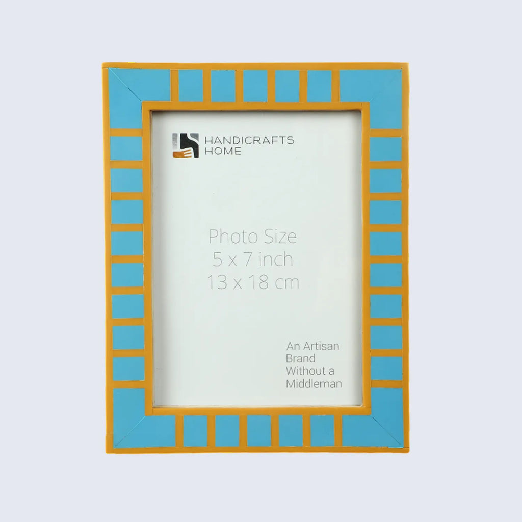Turquoise Resin Inlay Picture Frame | Classic Block Stripe | 4x6 5x7