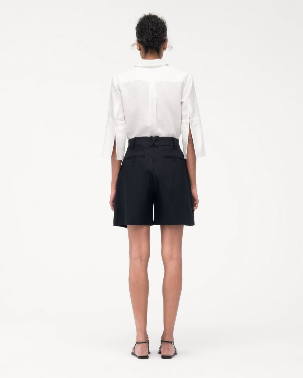 Linen Pleated Short | Black
