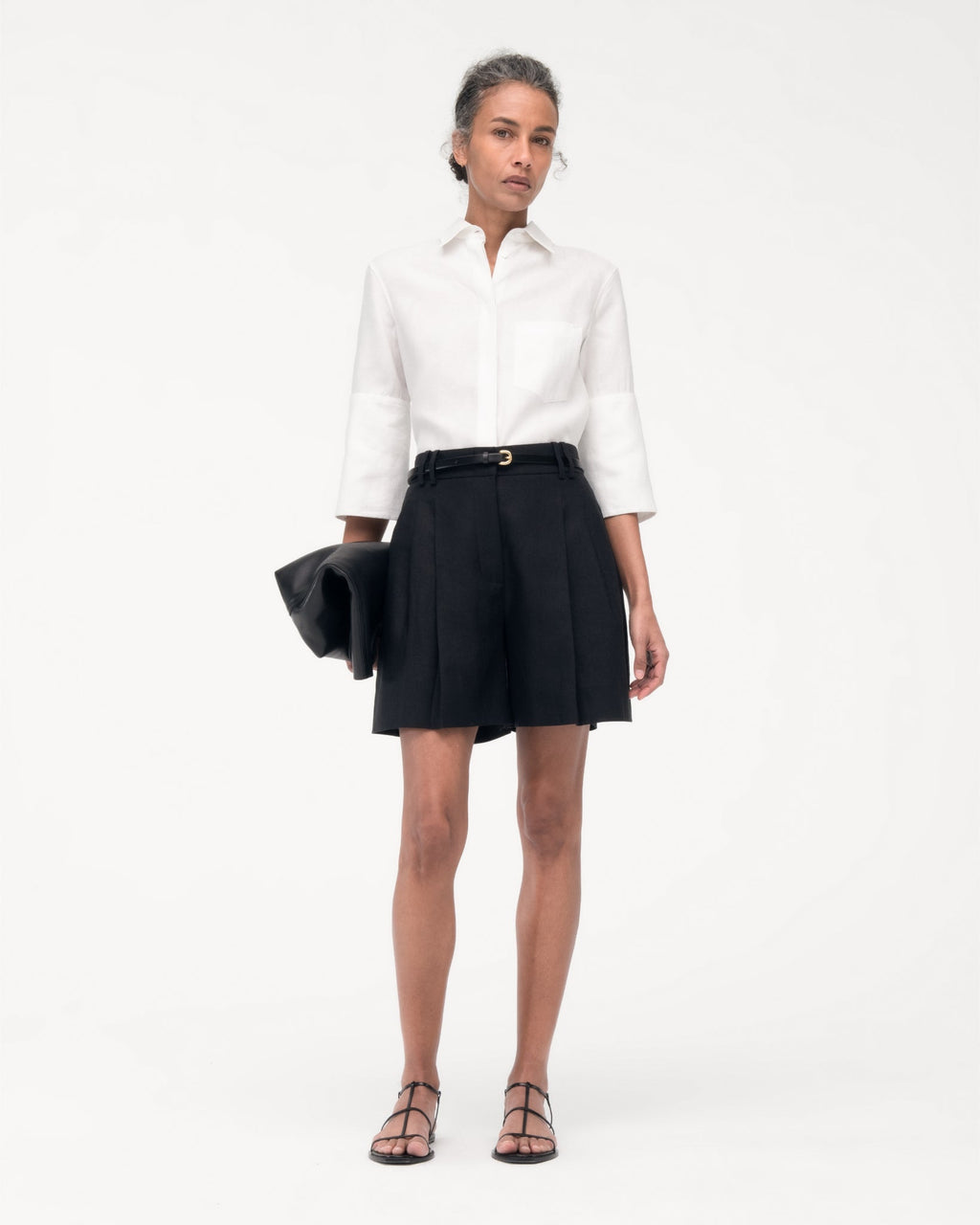 Linen Pleated Short | Black