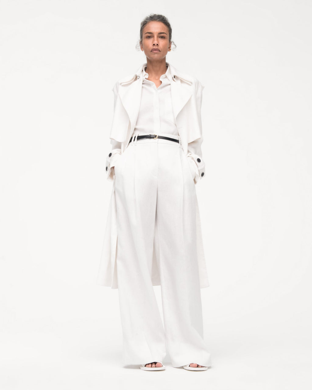 Linen Pleated Trouser | White