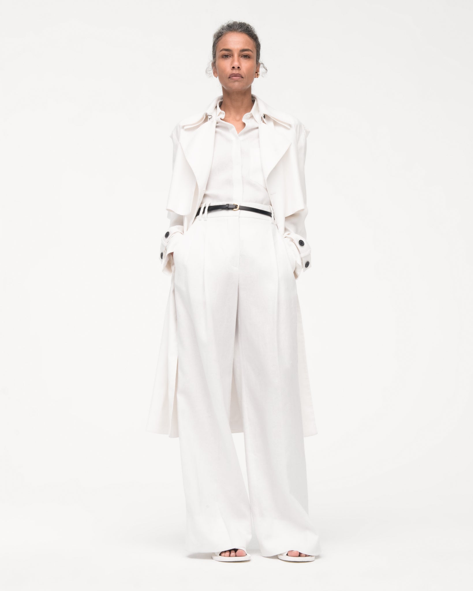 Linen Pleated Trouser | White