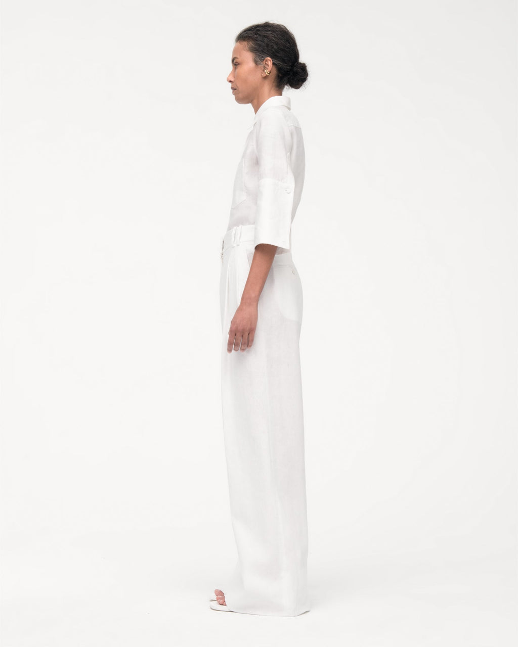 Linen Pleated Trouser | White