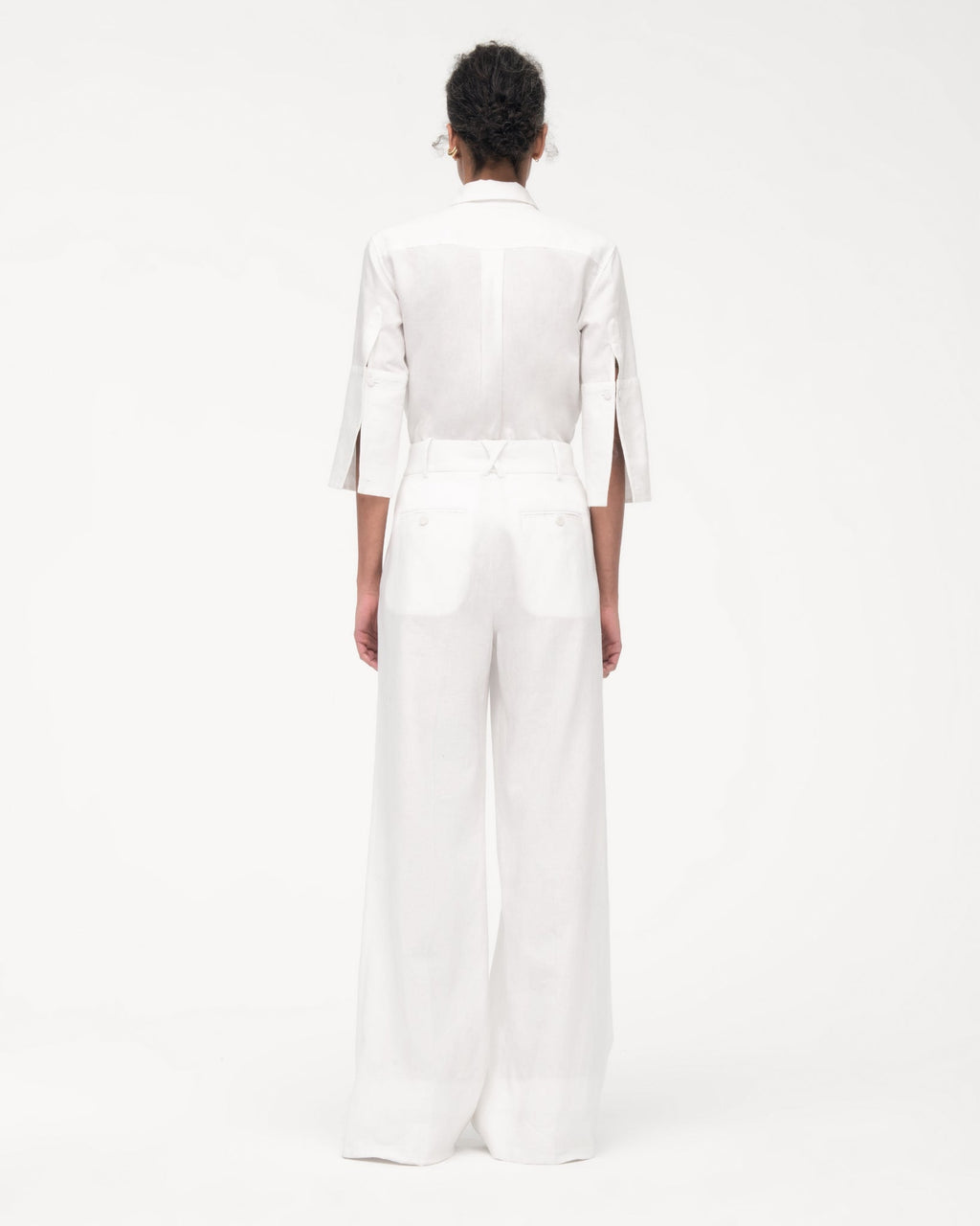Linen Pleated Trouser | White
