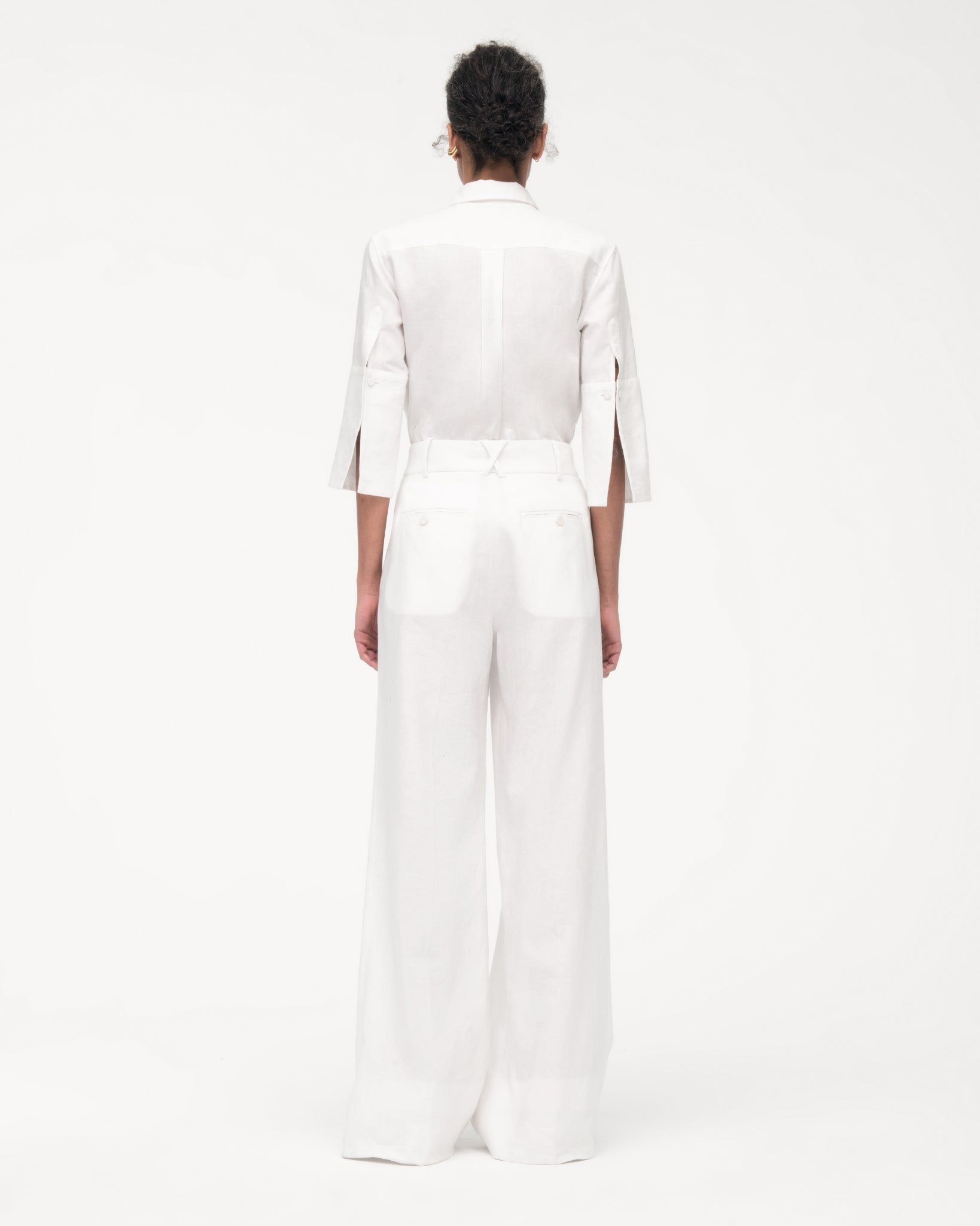 Linen Pleated Trouser | White
