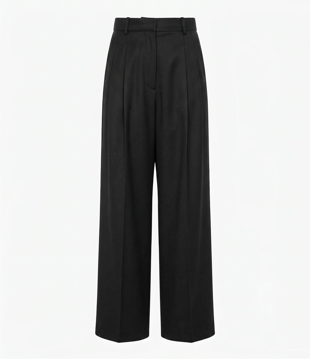 High Waisted Pleated Trouser | Black