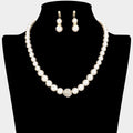 Pave Ball & Pearl Strand Necklace