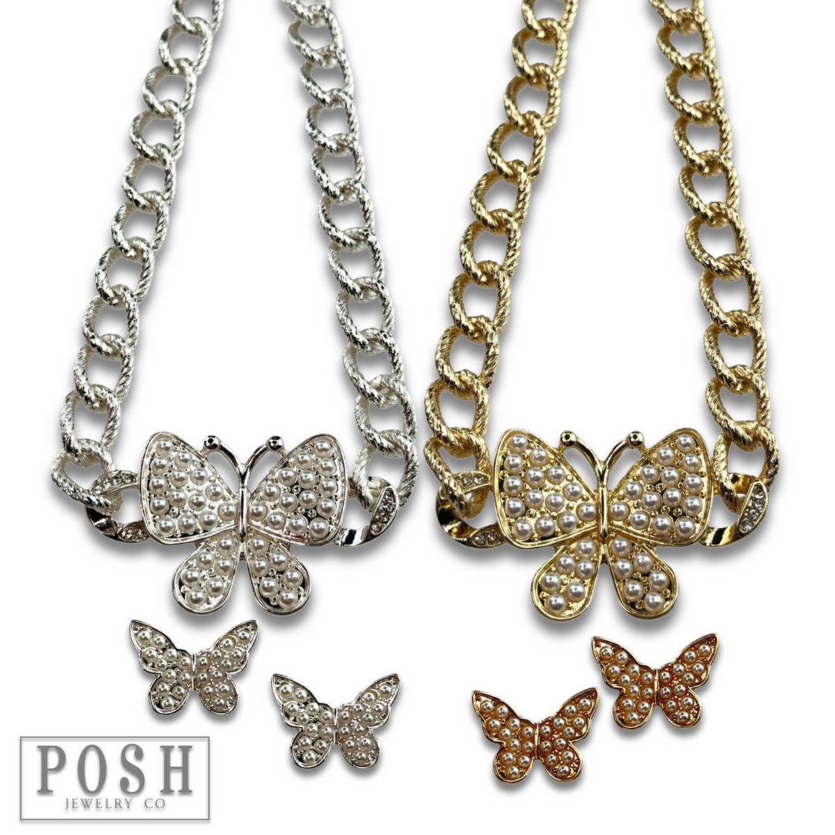 Pearl butterfly chain necklace