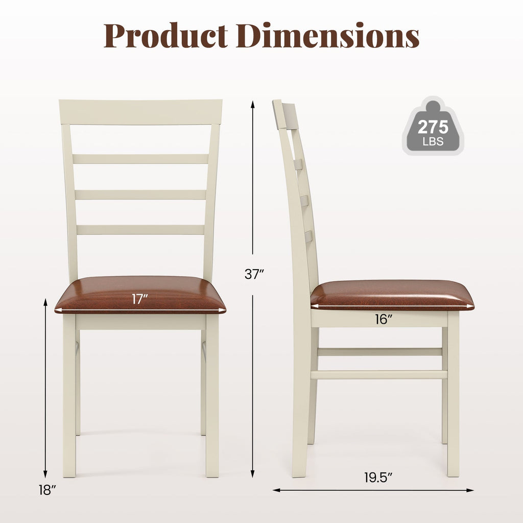 PU Leather Upholstered Armless Wooden Dining Chair Set of 2-White