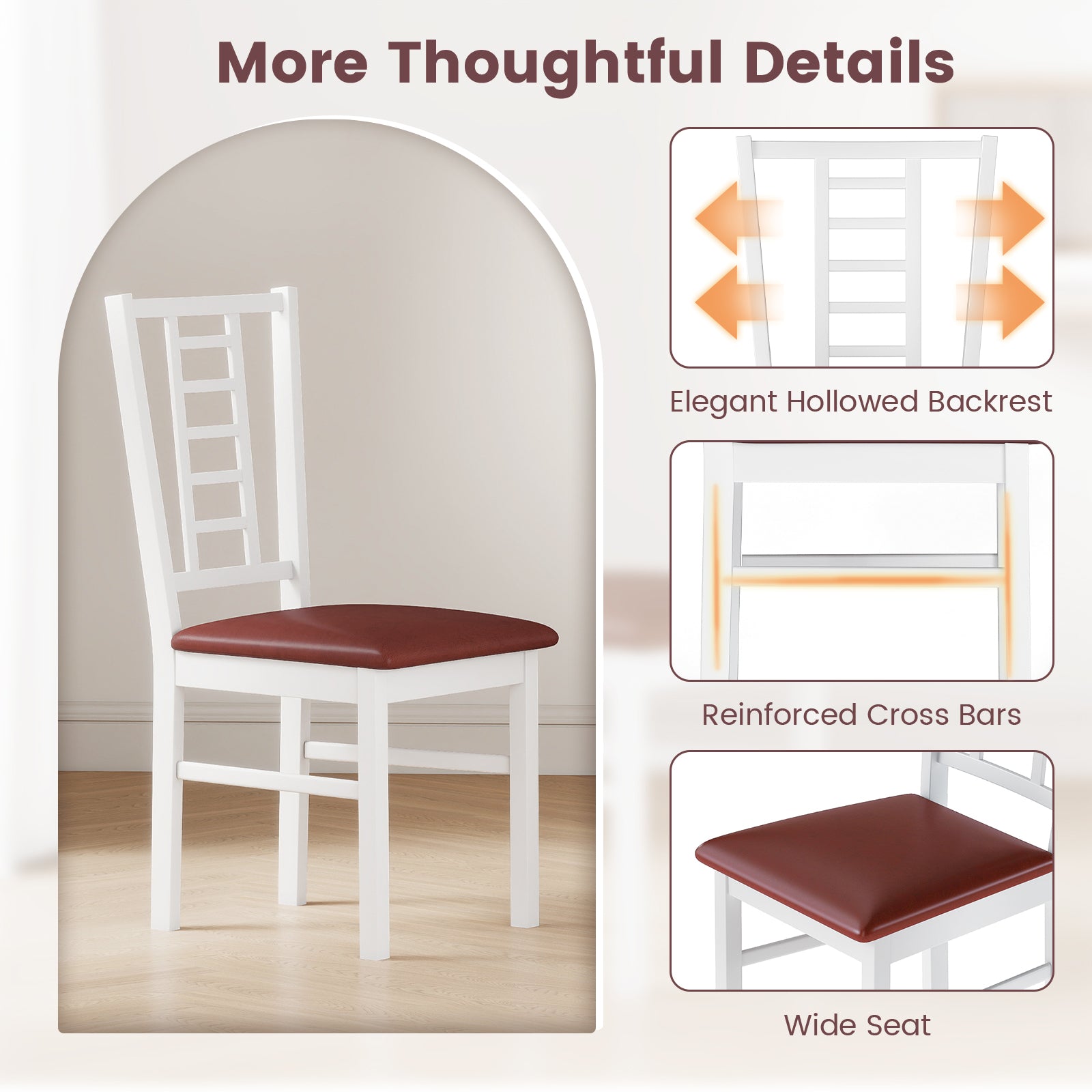 PU Leather Upholstered Wood Dining Chairs Set of 2