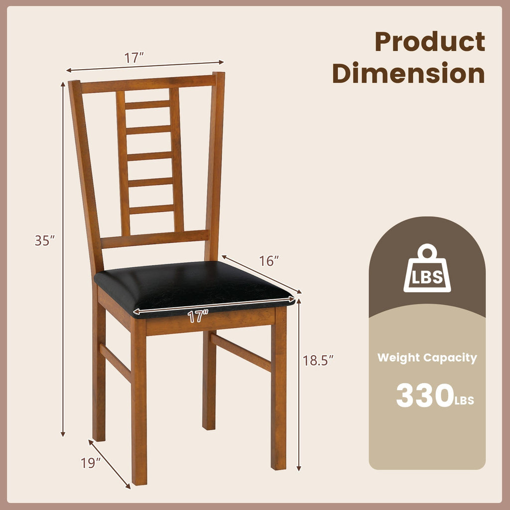 PU Leather Upholstered Wood Dining Chairs Set of 2