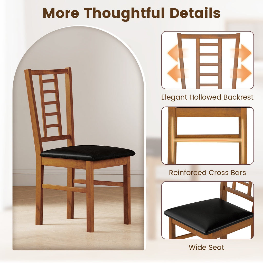 PU Leather Upholstered Wood Dining Chairs Set of 2