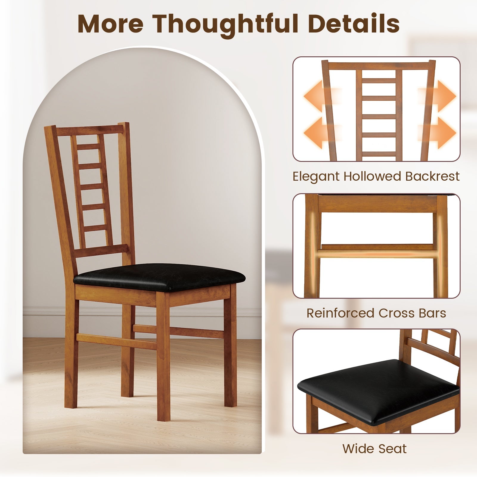 PU Leather Upholstered Wood Dining Chairs Set of 2