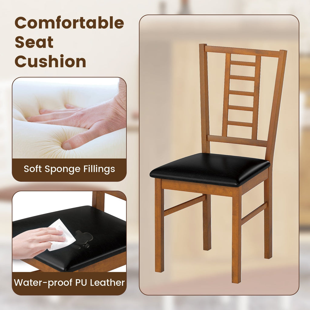 PU Leather Upholstered Wood Dining Chairs Set of 2