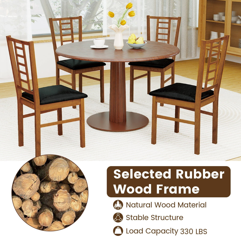 PU Leather Upholstered Wood Dining Chairs Set of 2