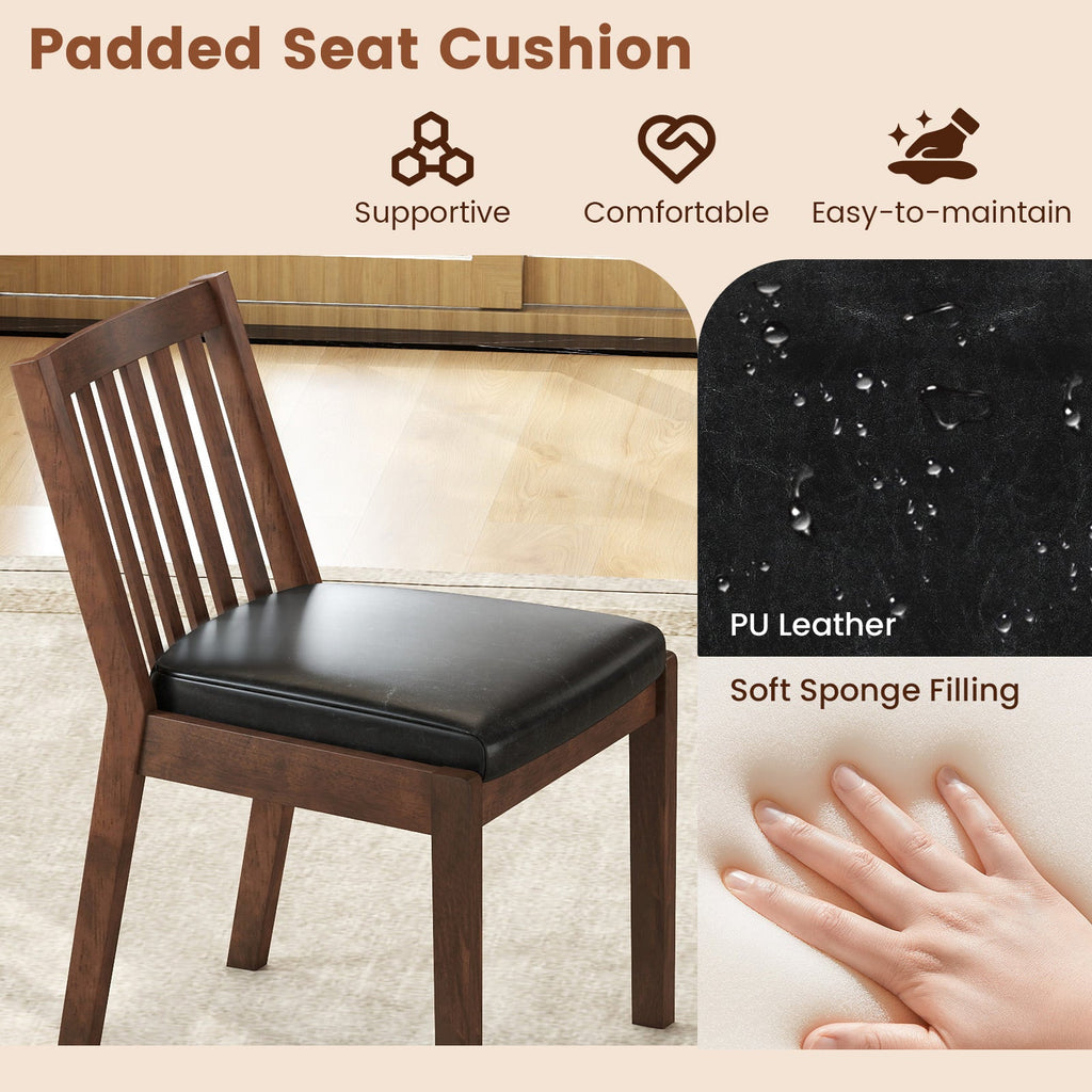 PU Leather Upholstered Dining Chair with Padded Seat Set of 2-Espresso