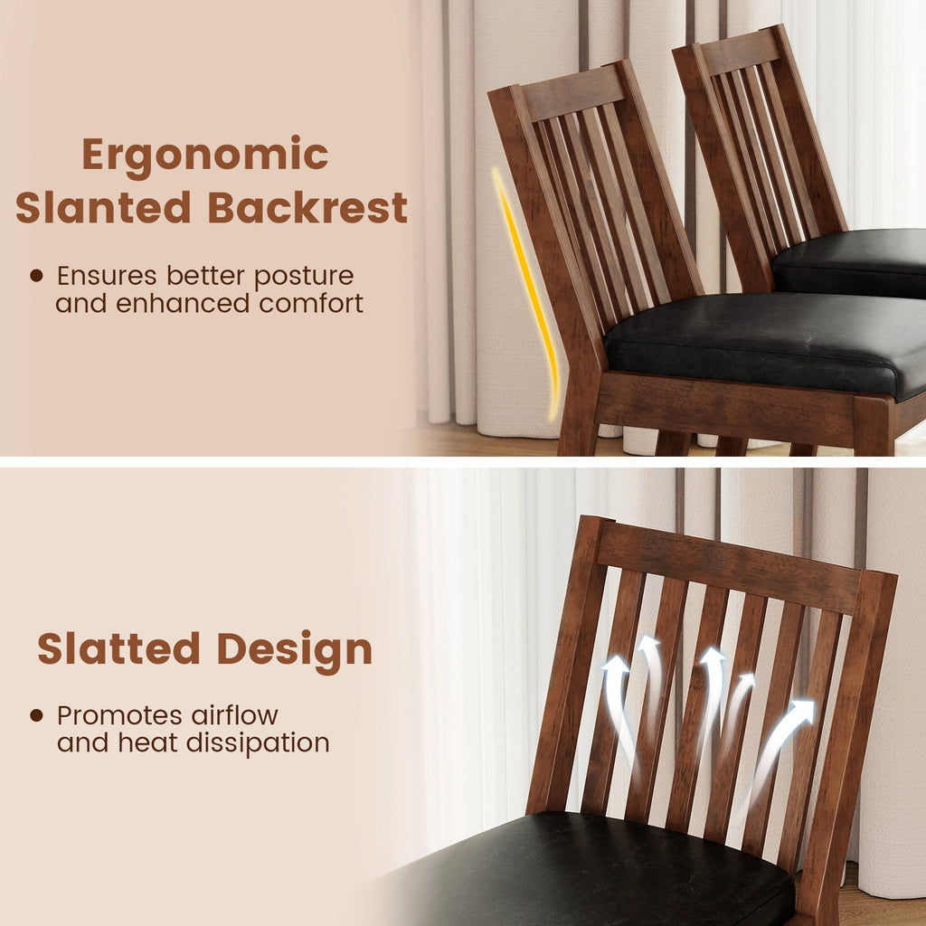 PU Leather Upholstered Dining Chair with Padded Seat Set of 2-Espresso