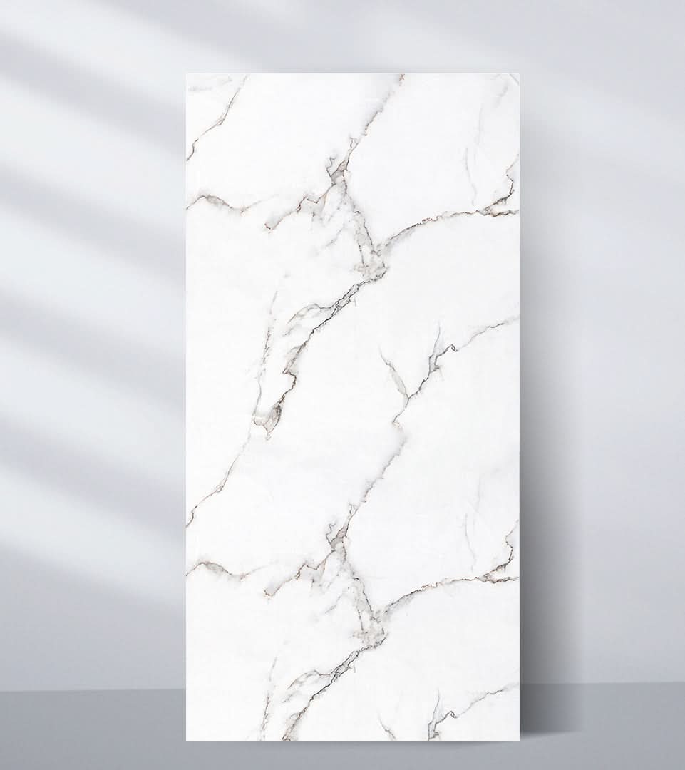 Calacatta White Marble PVC Wall Panel - Waterproof (4x8 ft, 32 sq. ft)