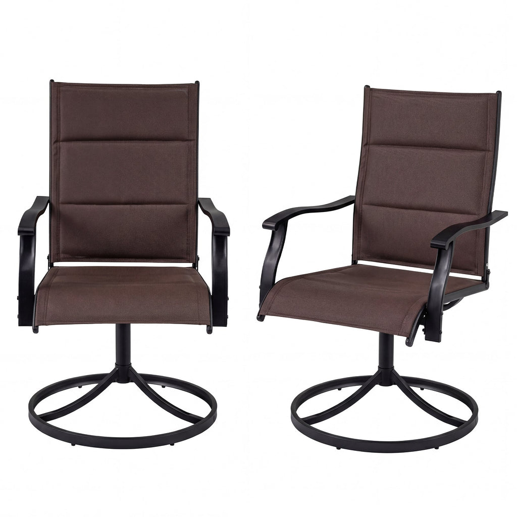Padded Patio Swivel Chairs Set of 2 Ergonomic Outdoor Dining Chairs with Breathable Fabric