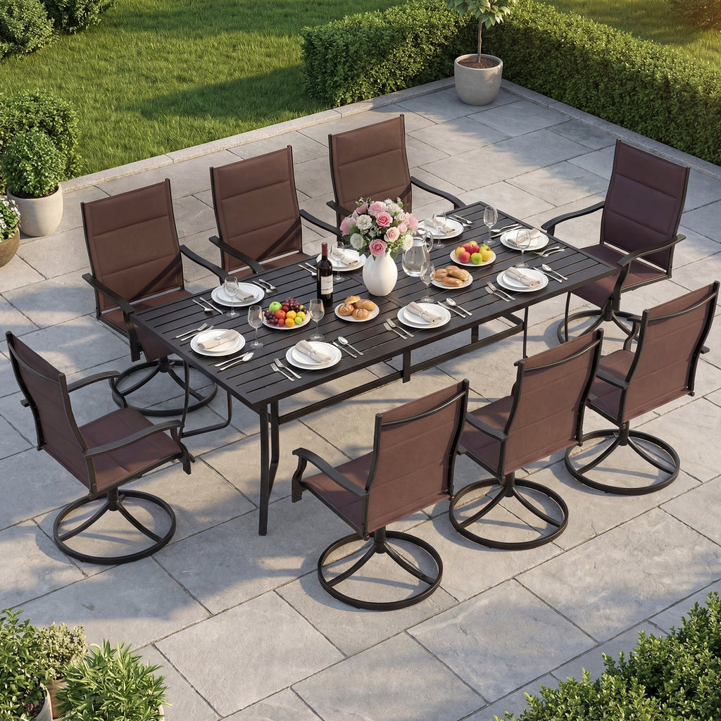 Padded Patio Swivel Chairs Set of 2 Ergonomic Outdoor Dining Chairs with Breathable Fabric