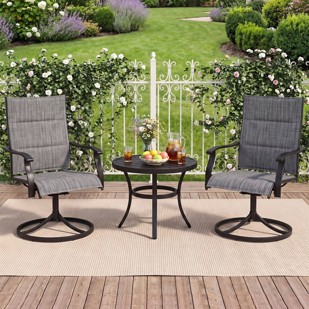 Swivel Patio Dining Chairs Set of 2 with Padded Seats