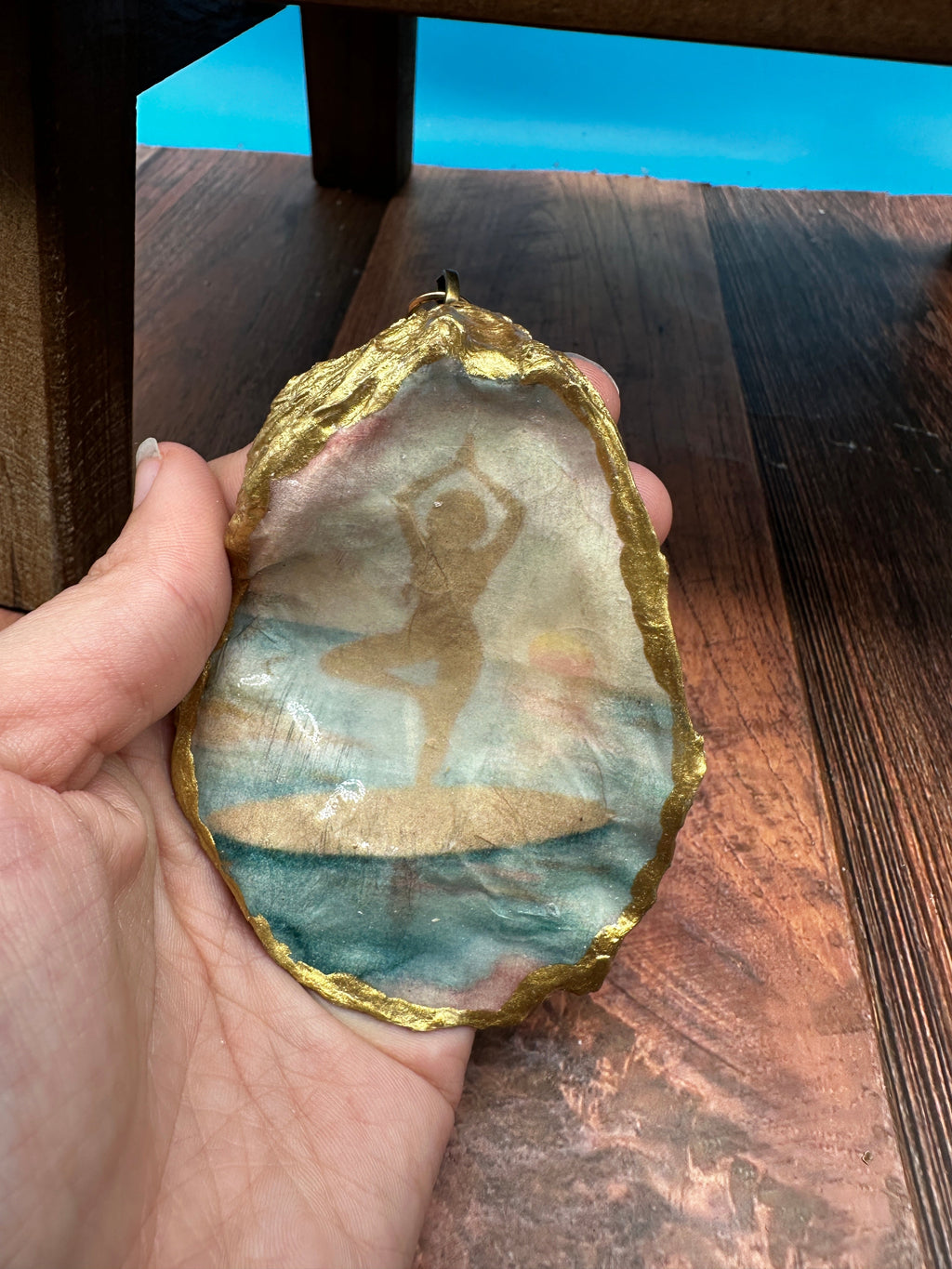 Decoupaged Oyster Keychain