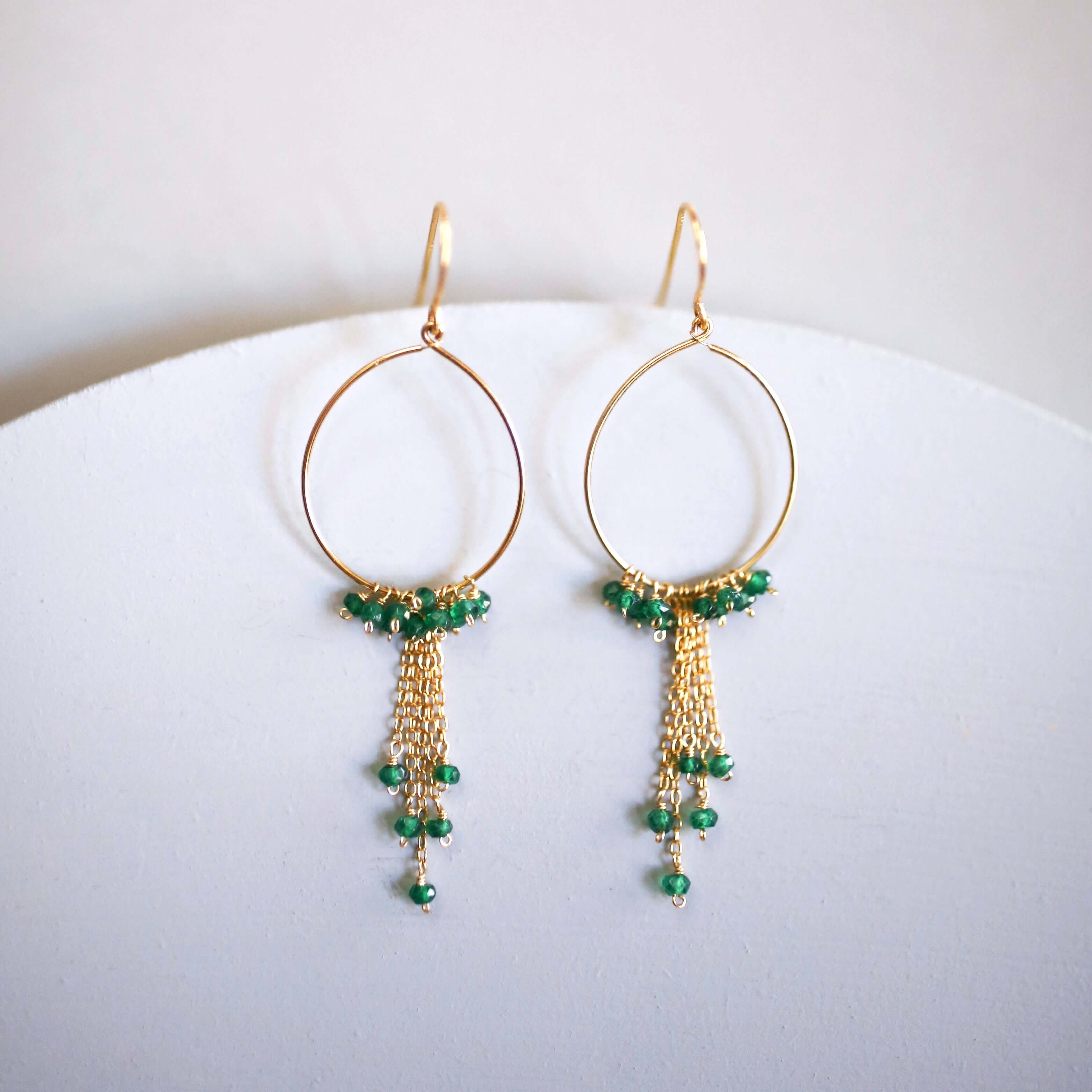 Garnet Mini Swing Hoop Earrings