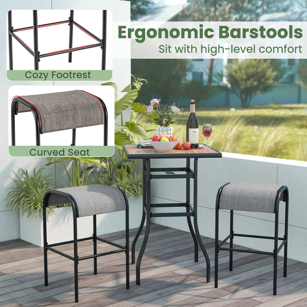 Set of 2/4 Patio Metal Bar Stools with Curved Fabric Seat