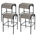 Set of 2/4 Patio Metal Bar Stools with Curved Fabric Seat