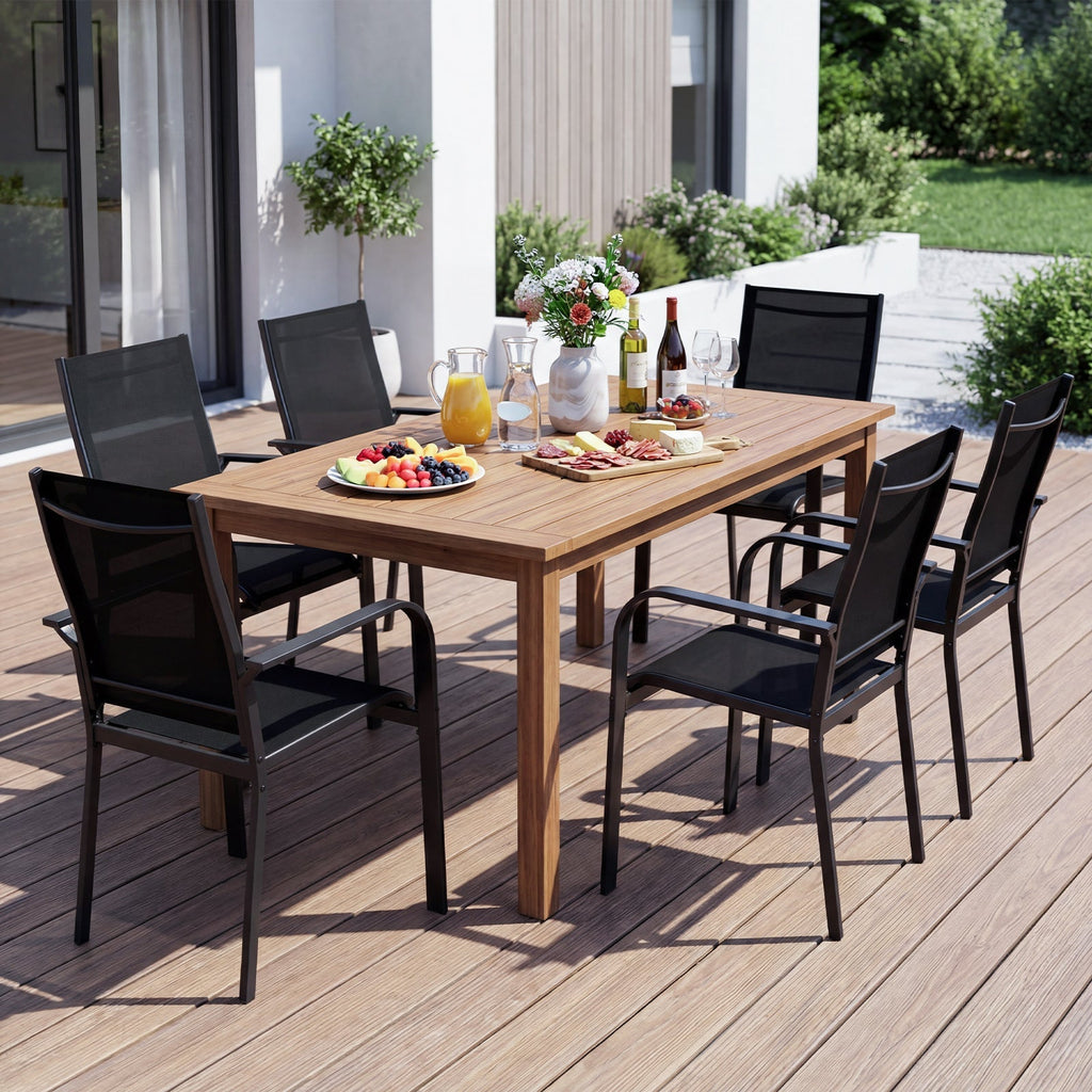 Patio Dining Chairs Set of 2/4/6 Stackable Outdoor Armchairs with Metal Frame