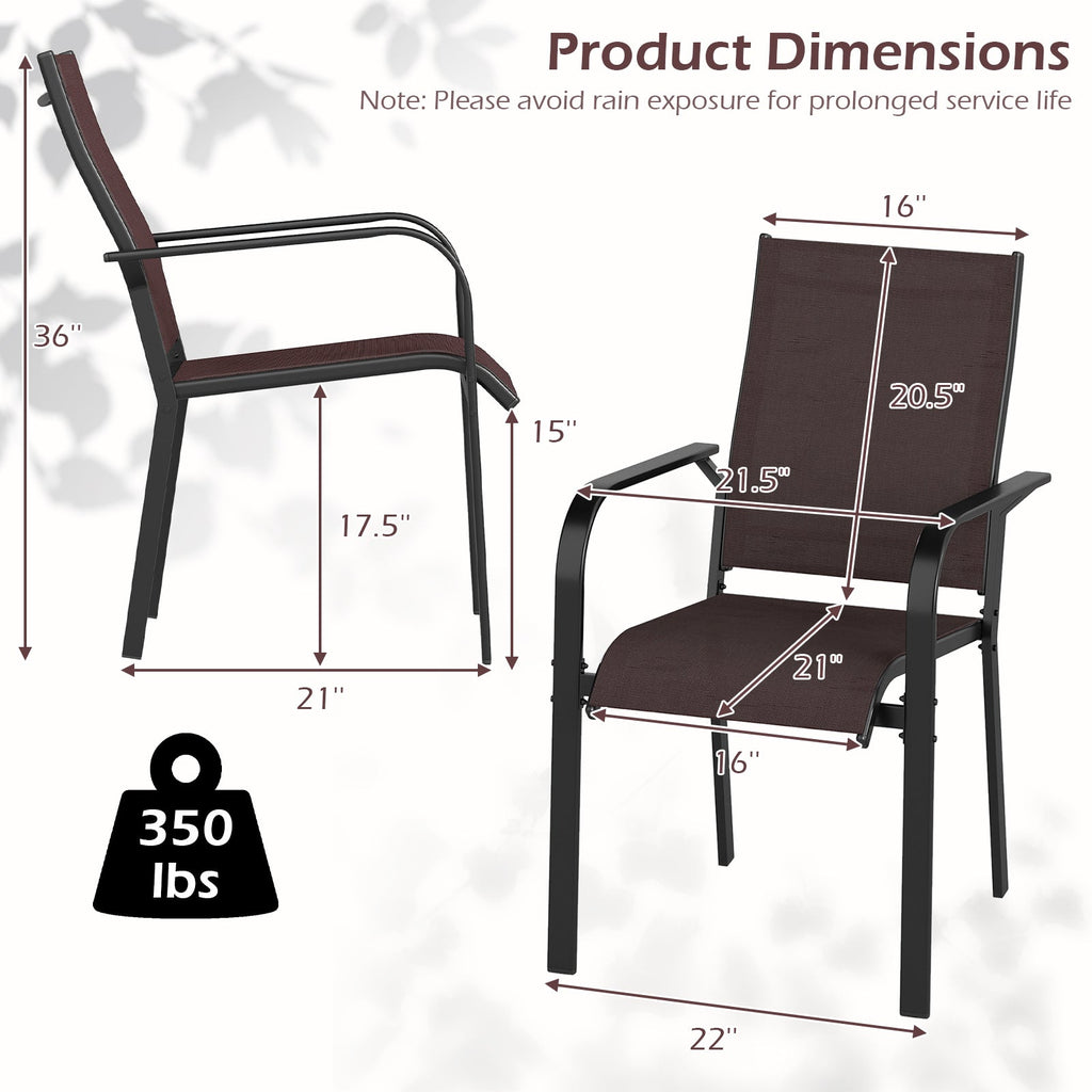 Patio Dining Chairs Set of 2/4/6 Stackable Outdoor Armchairs