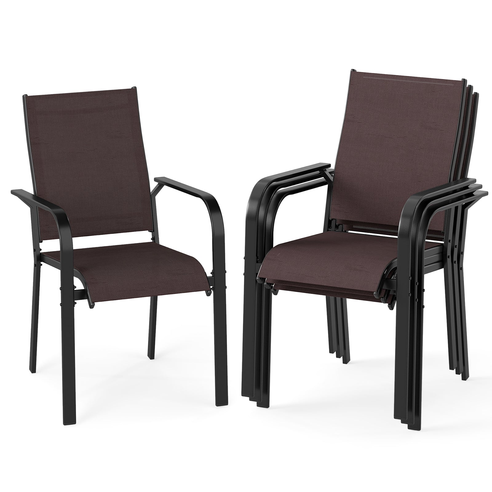 Patio Dining Chairs Set of 2/4/6 Stackable Outdoor Armchairs