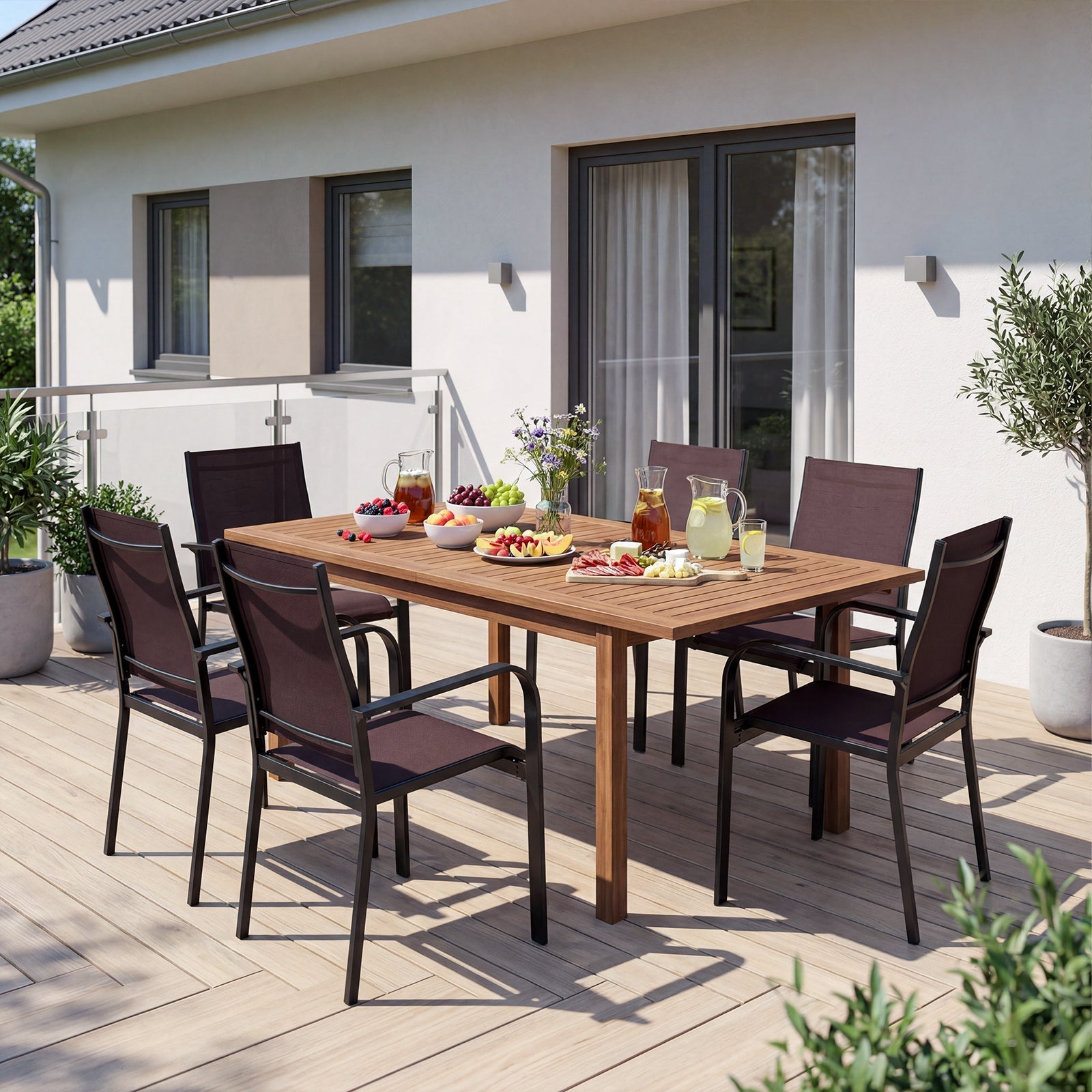 Patio Dining Chairs Set of 2/4/6 Stackable Outdoor Armchairs