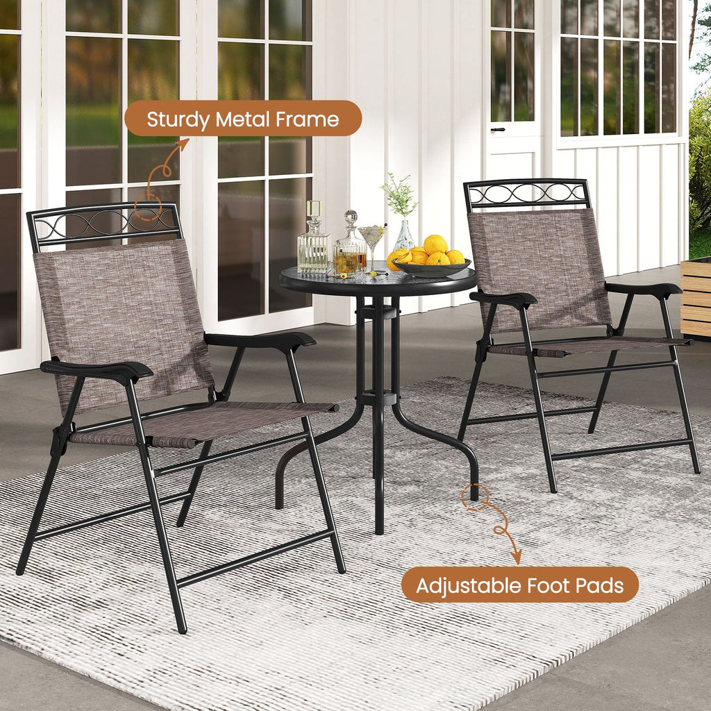 3 Pieces Outdoor Bistro Dining Furniture Set with 1.57 Inch Umbrella Hole