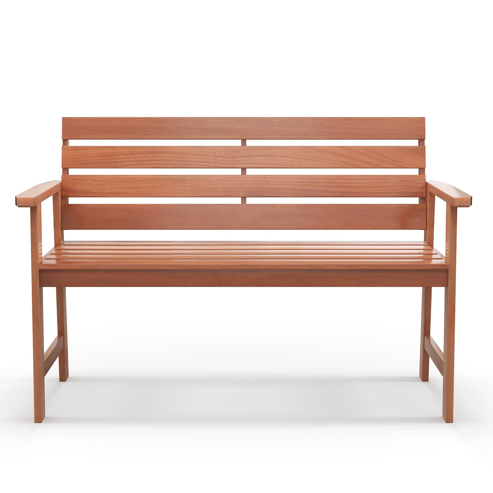 Patio Solid Wood Bench Wood 2-Seat Chair with Breathable Slatted Seat & Inclined Backrest