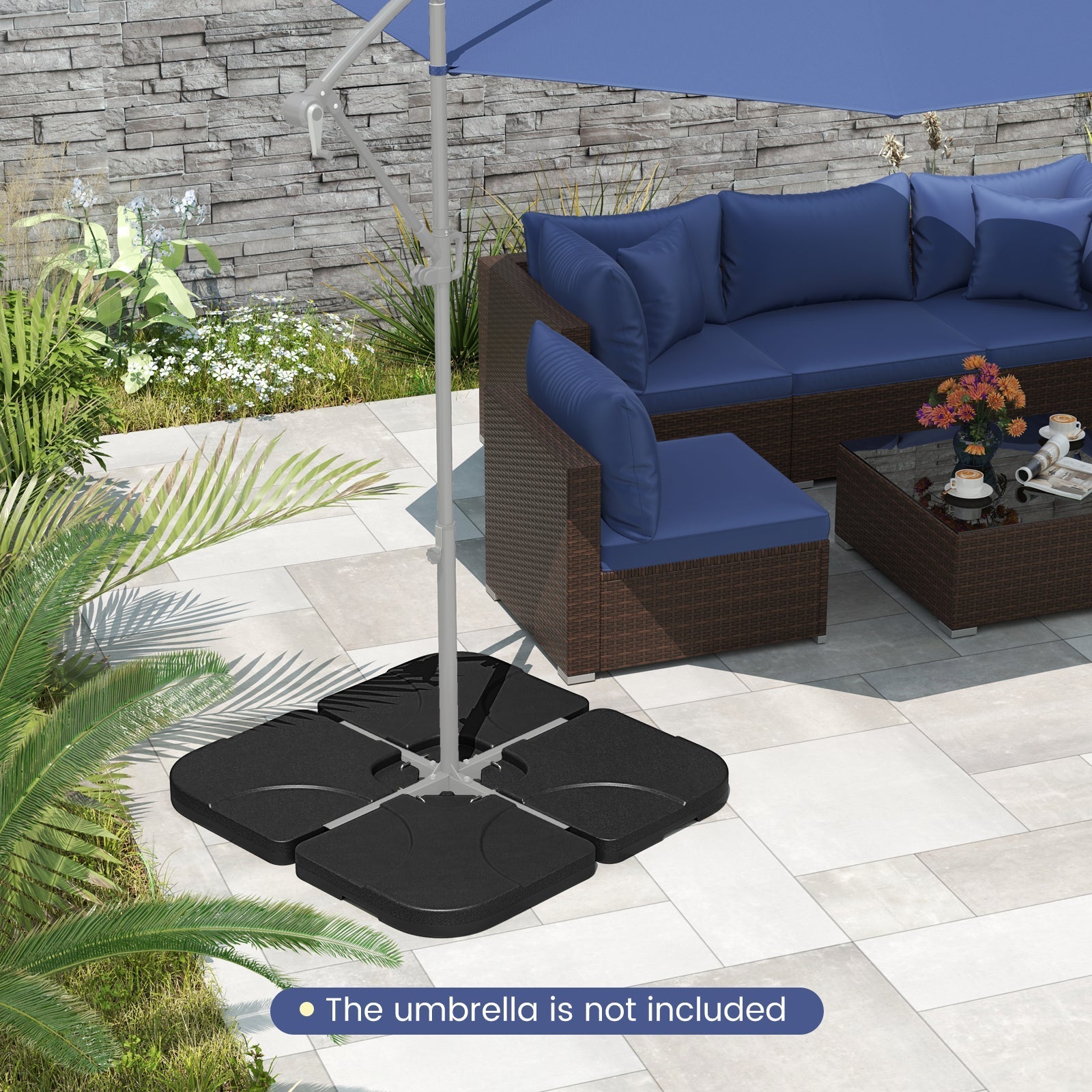 20 Inch Patio Offset Water Filled Plate Umbrella Base Sand
