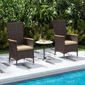 Patio Rattan Chairs Set of 2 Outdoor Wicker Dining Chairs with High Backrest-Beige