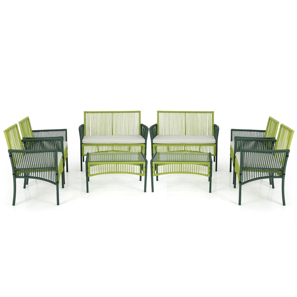4 Piece Patio Round Wicker Conversation Set