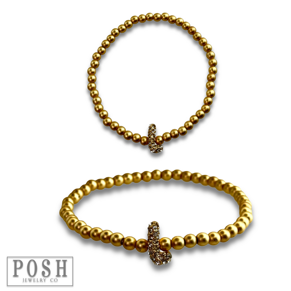 Bead bracelet with rhinestone inital