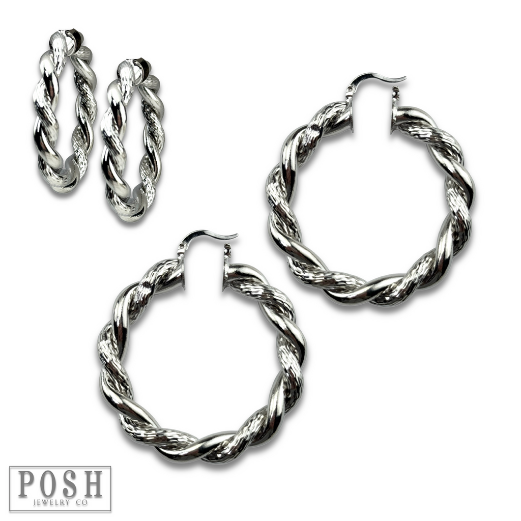 Twisted metal hoop earring - LC