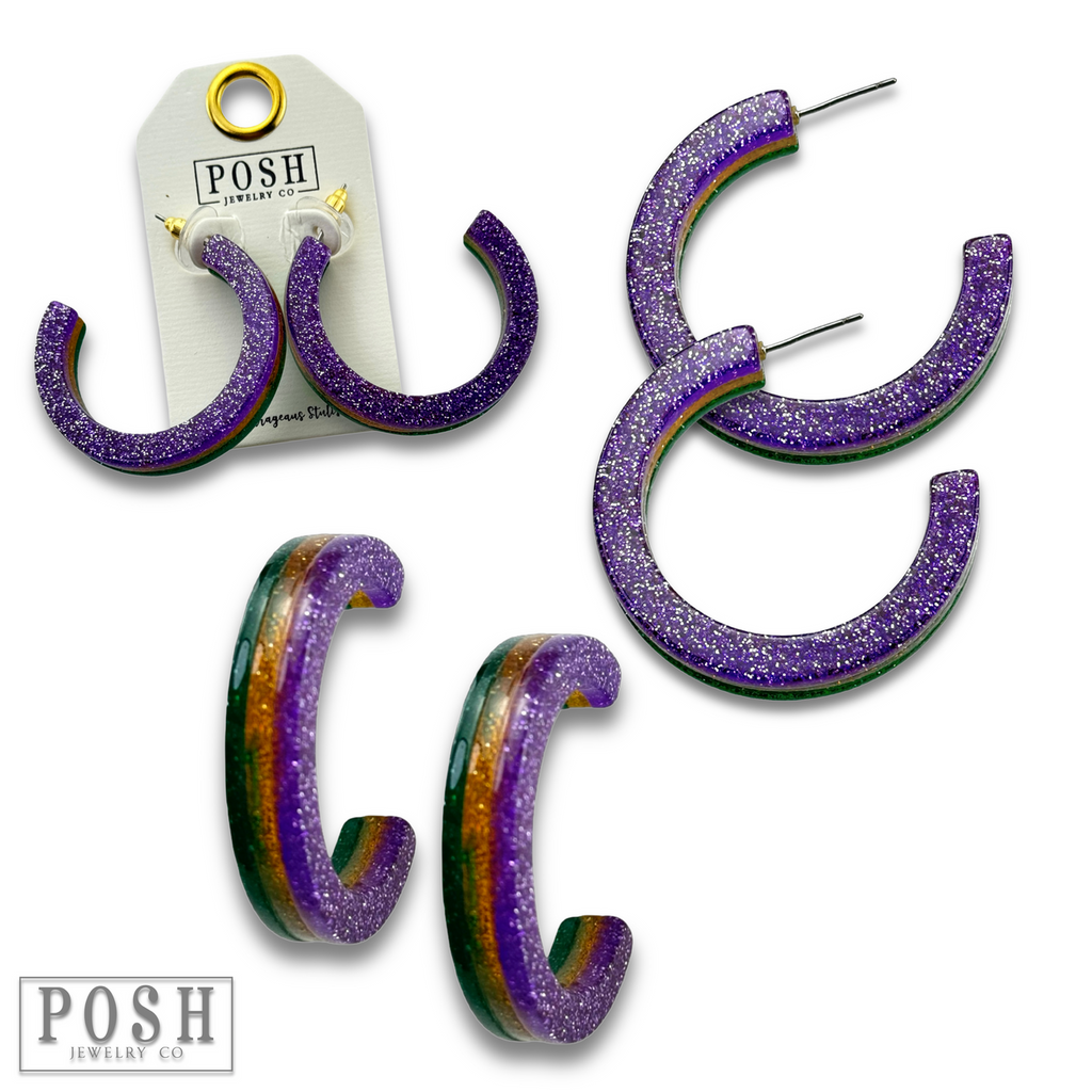 Mardi Gras hoop earring