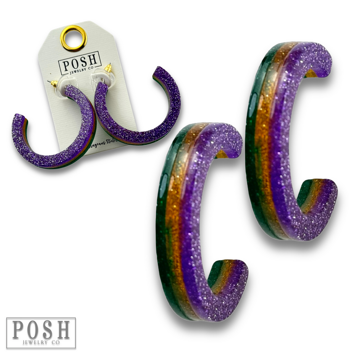 Mardi Gras hoop earring