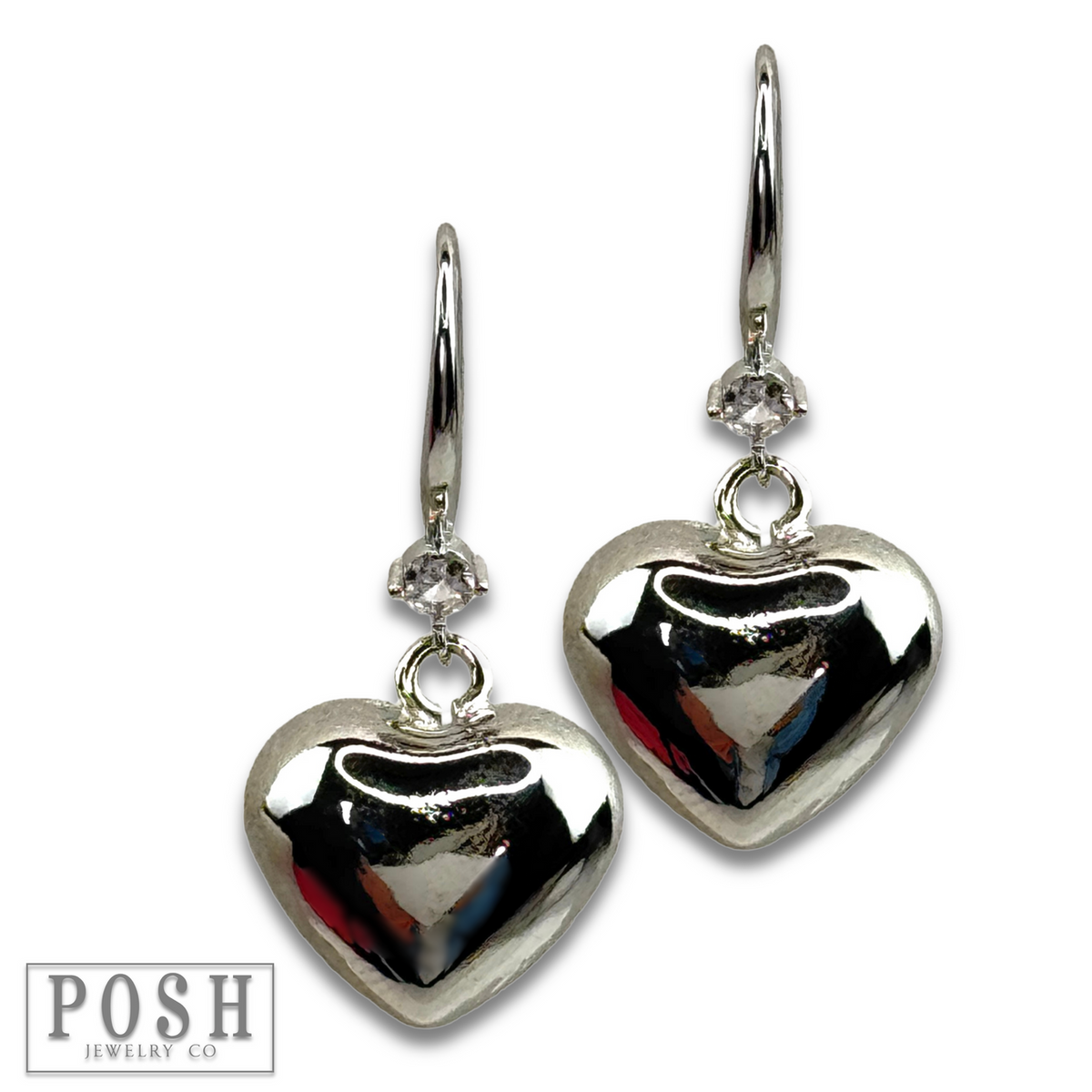 Shiny finish puffed heart charm earring