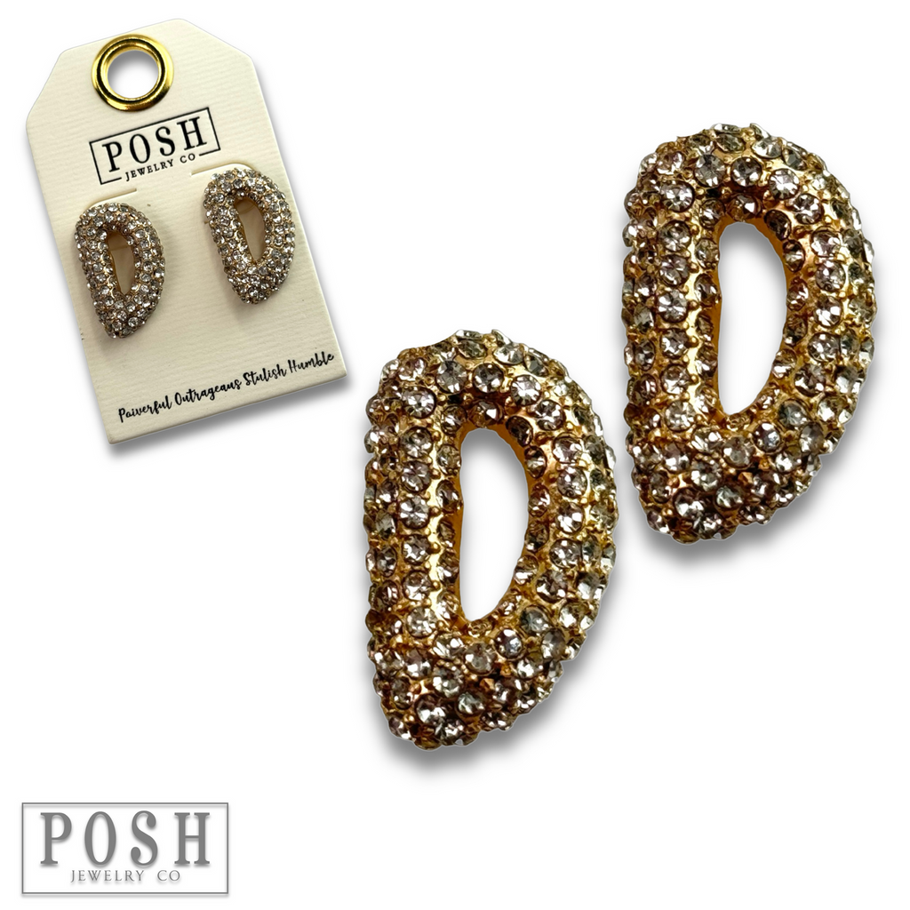Rhinestone initial post earring